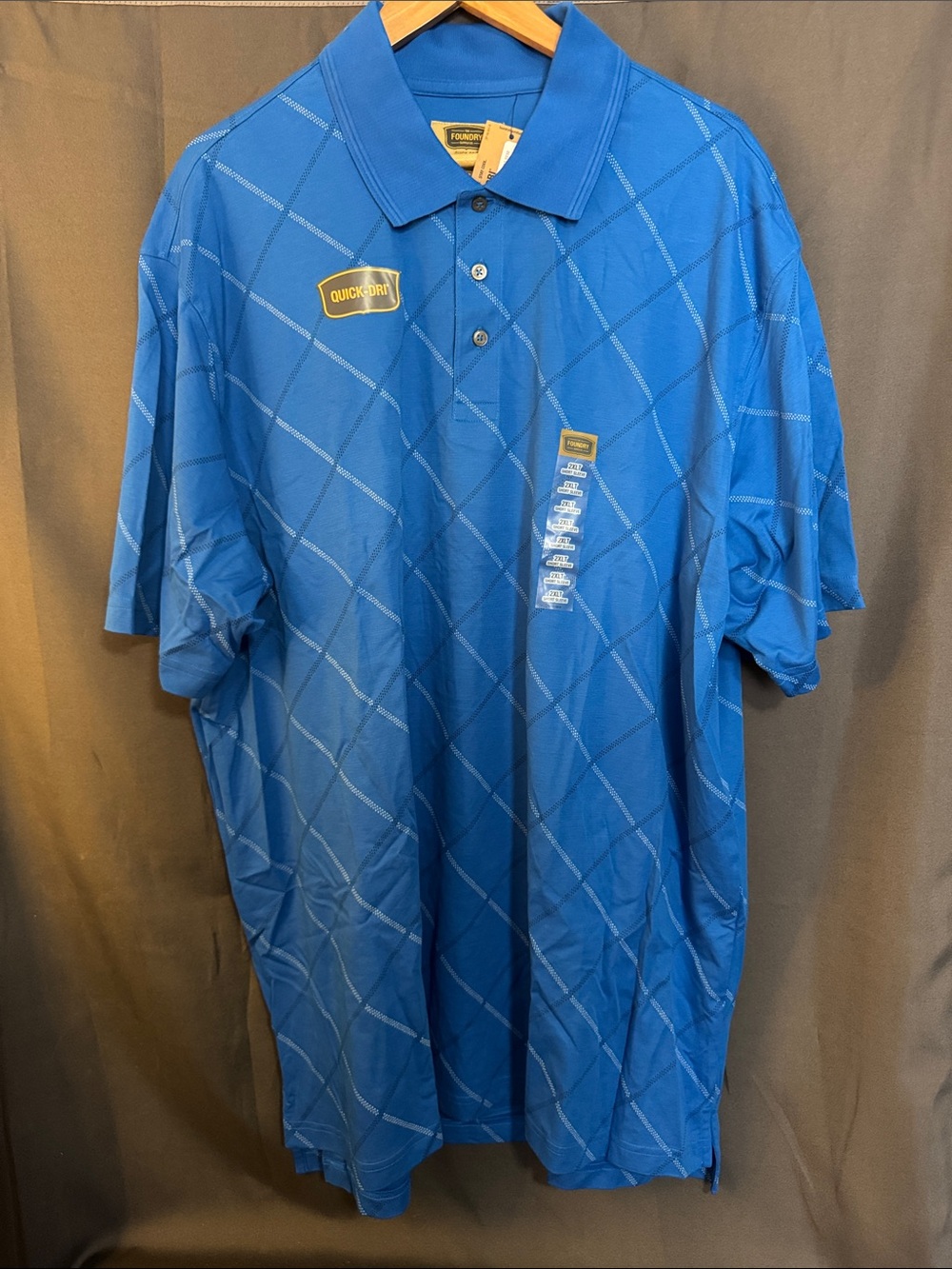 The Foundry Supply Co. Blue Diamond-Grid Polo